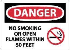 Danger No Smoking Or Open Flames Sign 10X14"