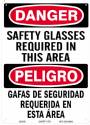 Danger Safety Glasses Required 10x14