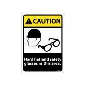 Caution Hard Hat Area & Safety Glasses