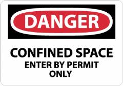 Danger Confined Space Enter By Permit Only Vinyl Sticker 10x14"