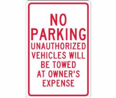 No Parking Unauthorized Vehicles