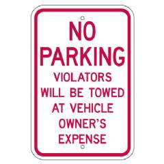 No Parking Violators Sign