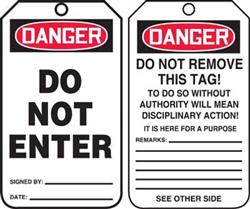 Danger Do Not Enter Tag - 5/pk
