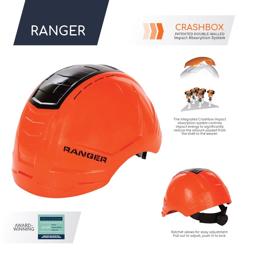Safety Er Ez Cool Evaporative Cooling Ranger Hat With Neck Shade Ranger Pro Helmet W Crash Box Orange