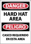 Danger Hard Hat Area Bilingual