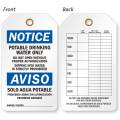 Double-sided Bilingual Osha Potable Water Tags: Notice