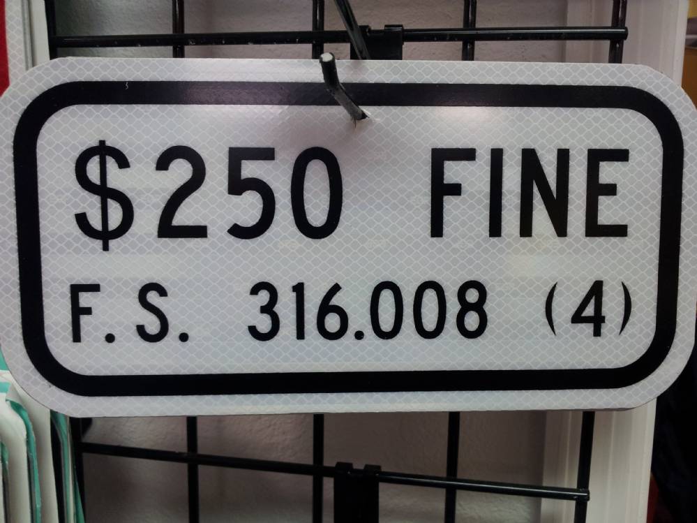 Handicap Fine Sign $250 F. S. 316.008(4), Traffic Signs, 985471| SafetyEr