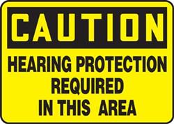 Caution Hearing Prot Sign - Vinyl