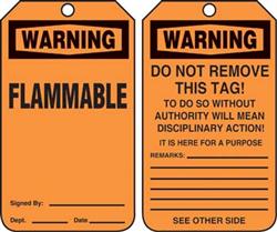 Warning Flammable Tag - 5/pk